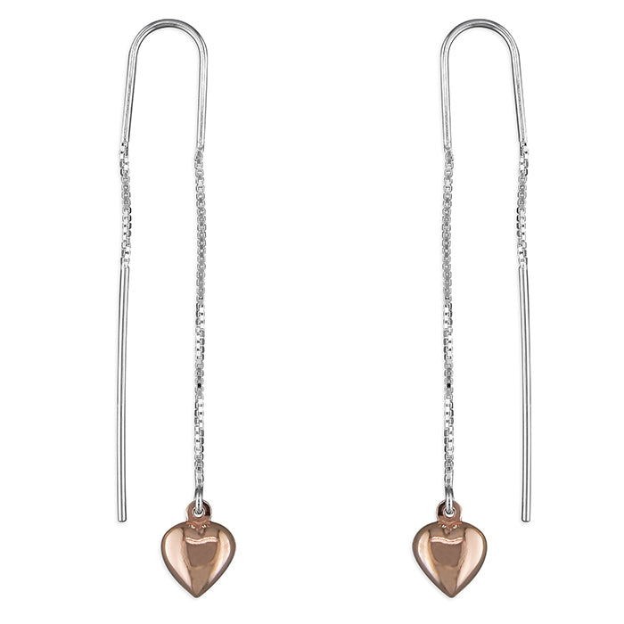 navyalondon, rose gold plated earrings, heart earring, pull-through earrings